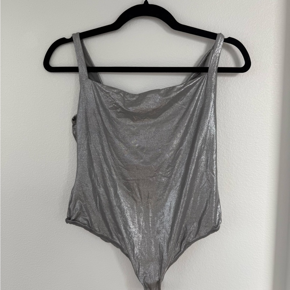 SKIMS Metallic Silver Women's Top
